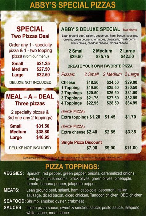 abby's pizza menu|abbys pizza menu with pictures.